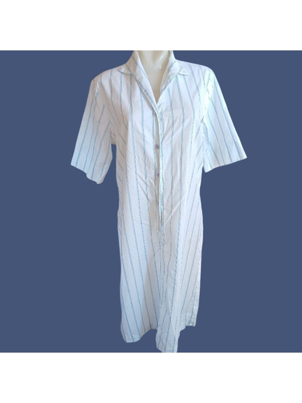 Vintage Large 1960's Striped Granny Chore Housecoat Collared